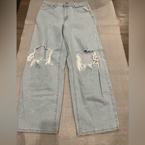 [12/W31Ins31”]Wild Fable Highest Rise Distressed Light Blue Baggy Jeans